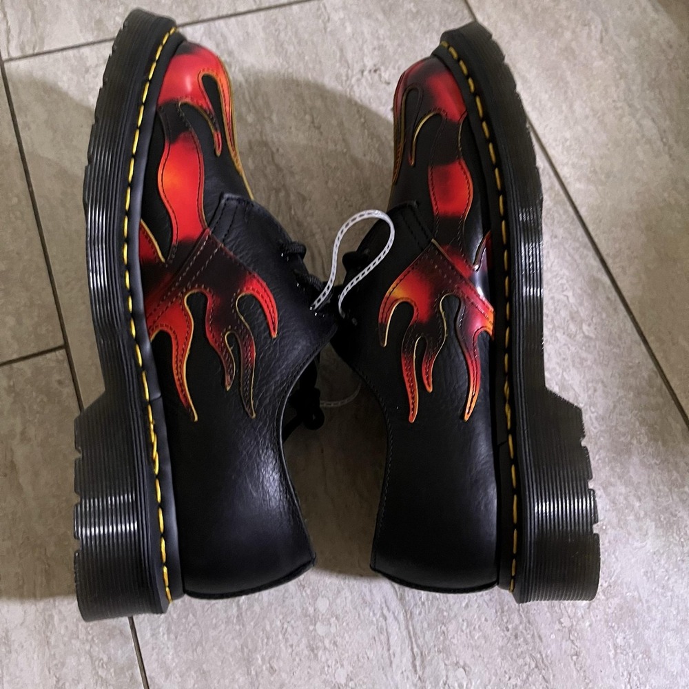 Dr. Martens 1461 Flame Shoes Mens 6 Black Red Leather Low Top Oxfords LA004 - Picture 7 of 9